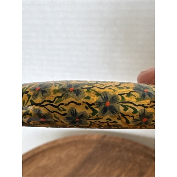 Vintage Set 2 Tree Of Life And 2 Birds Flowers Painted Wood Bangle Bracelets - Picture 6 of 16